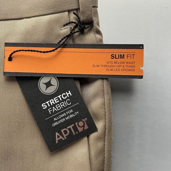 NWT Men’s Apt 9 38x29 Tan Dress Pants Slim Fit/Leg Stretch Business Suit Formal - Picture 11 of 14